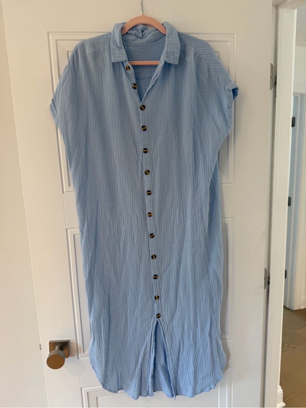Amazon Light Blue Maxi Button-Front Dress